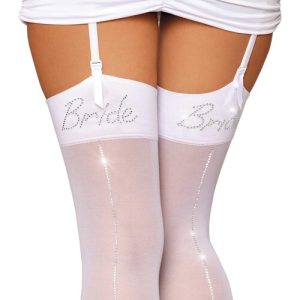 Rhinestone Bride Thigh High Stockings